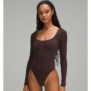 Lululemon Wundermost Nulu Bodysuit Square-Neck Long Sleeve French Press XL NWT